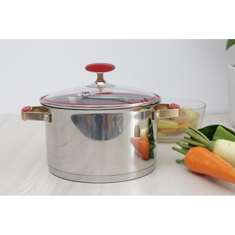 Nồi Inox Elmich 5267 Size 18cm Đáy Từ -Nồi Elmich Red Velvet Nhập Khẩu Bh 5 Năm Chính Hãng