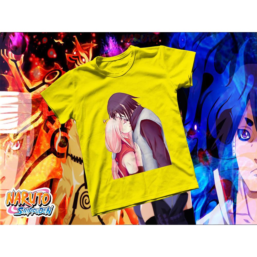 Áo thun Cotton Unisex - Anime - Naruto - Sasuke và sakura