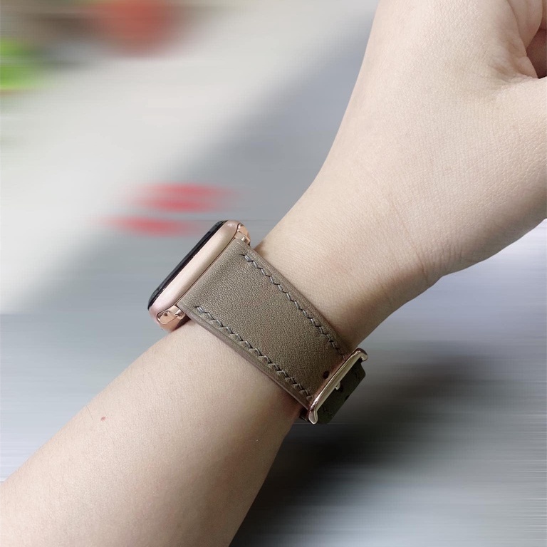 Dây Da Đồng Hồ Ap ple Wat ch Da Bê Swift Pháp Màu Etoupe Đeo Mềm Mại Thoải Mái