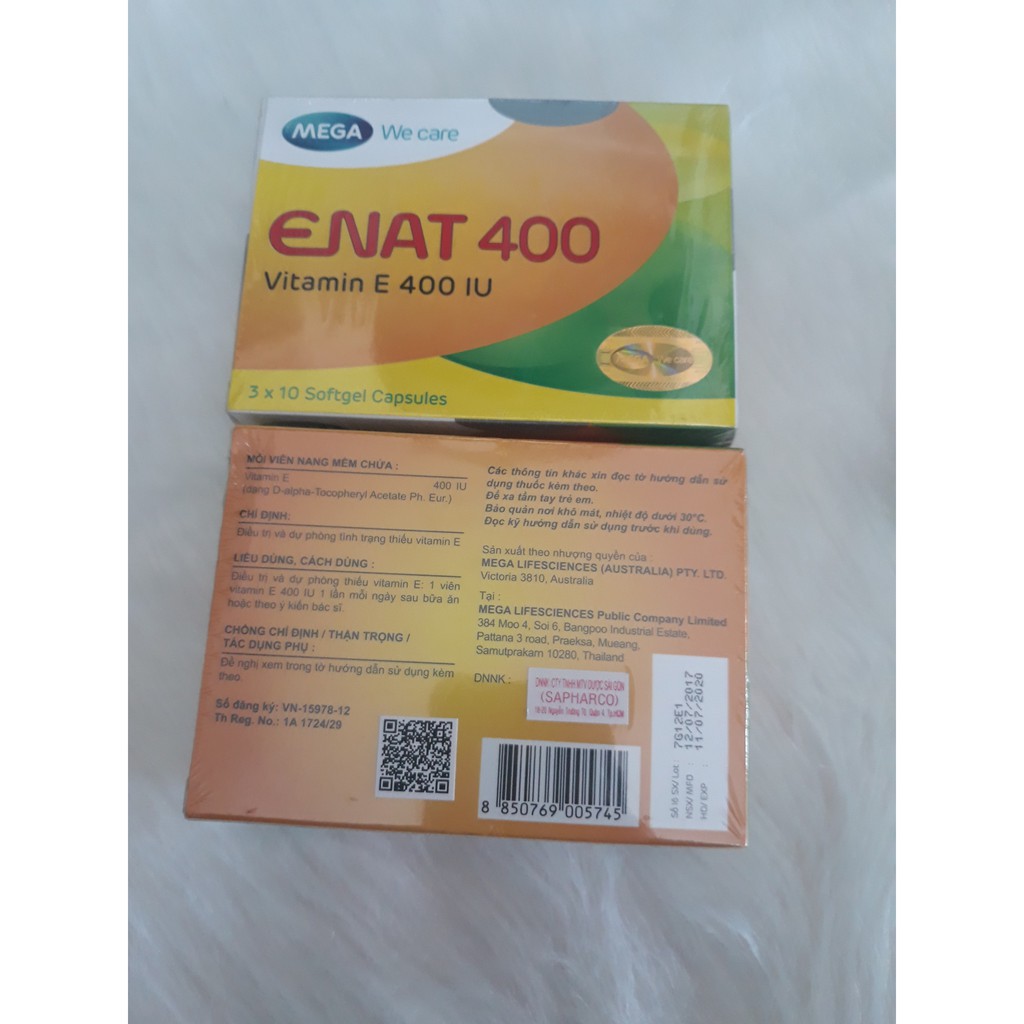 Vitamin E Enat 400 hàng Thái Lan hộp 3 vỉ x 10 viên