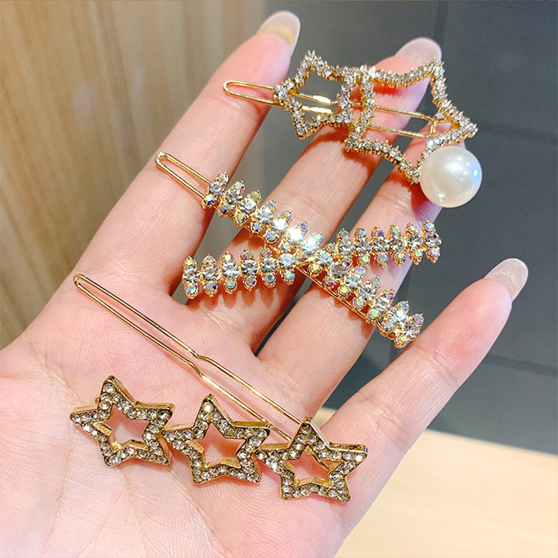 Kẹp tóc đính đá hình ngôi sao xinh xắn dành cho nữ