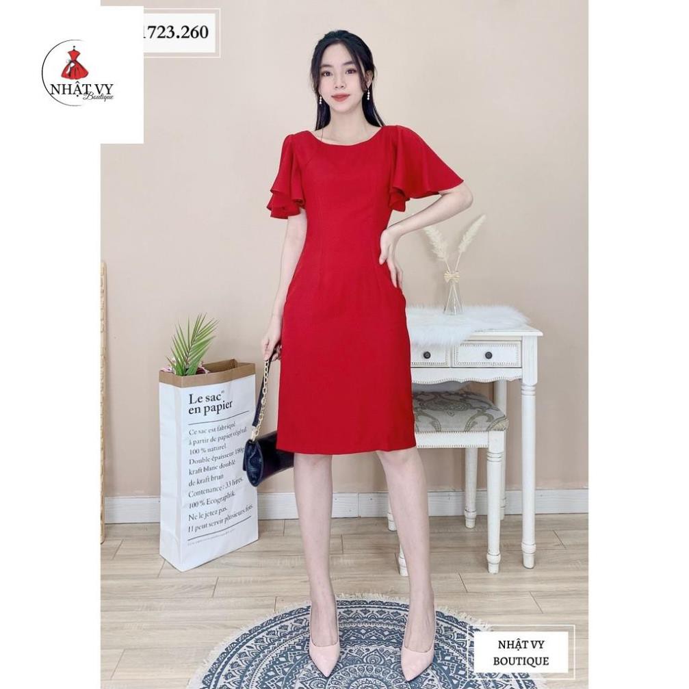 [Mã FAMALLT5 giảm 15% đơn 150k] Đầm body trơn tay cánh tiên - NHATVY D1723