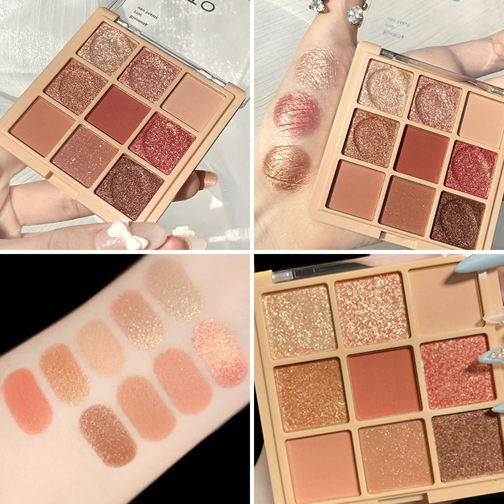 [Hàng mới về] Bảng phấn trang điểm mắt ánh nhũ ngọc trai lấp lánh lâu trôi chống thấm nước tỏa sáng dành cho làm đẹp