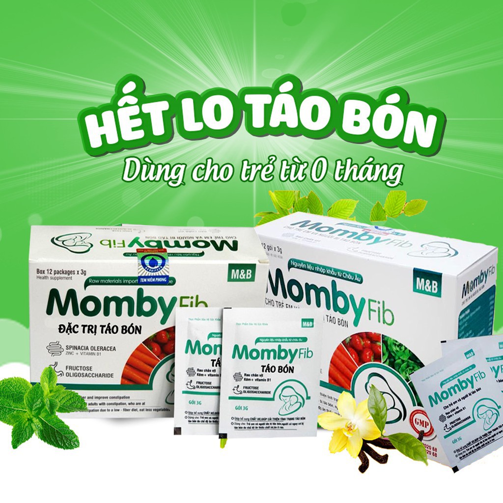 Cốm Vi Sinh Mombyfib - Momby Fib Xanh Cho Mẹ & Bé Đánh Bay Táo Bón