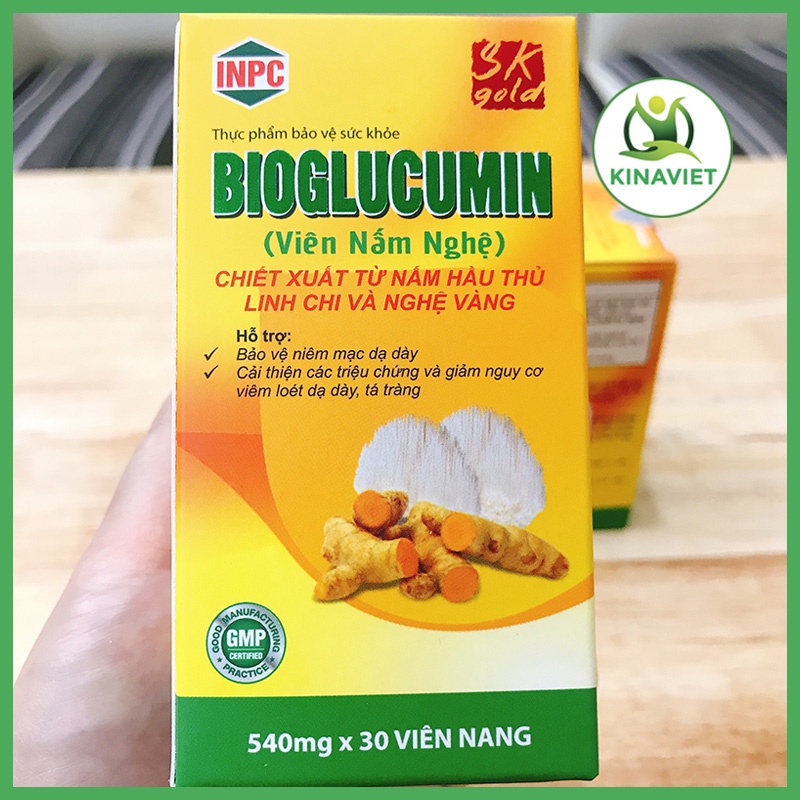 Viên nấm nghệ Bioglucumin lọ nhỏ 30 viên - Curcumin giúp giảm viêm loét dạ dày, tá tràng, Viện hàn lâm KH&CN VN -TP19