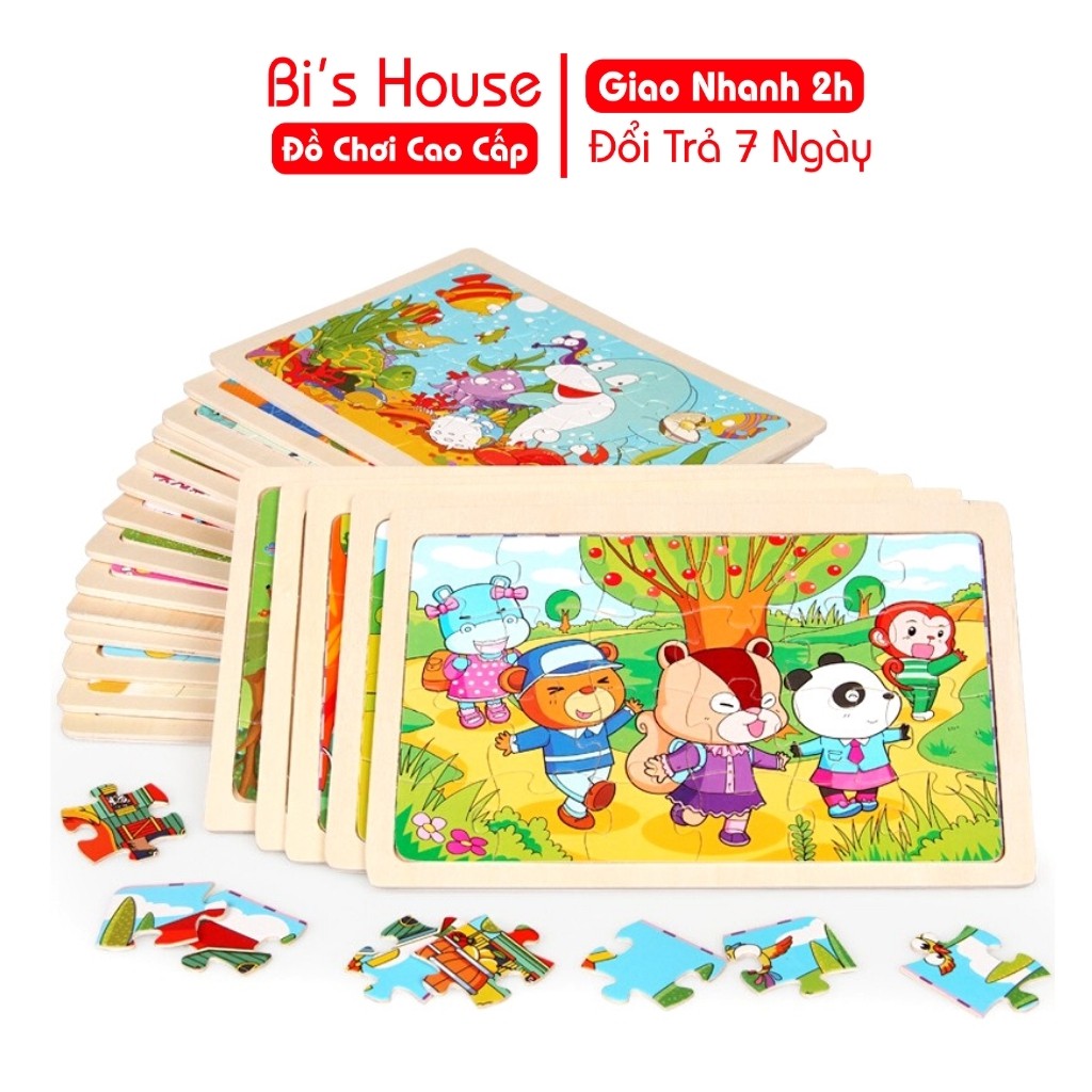 Tranh ghép 24 mảnh gỗ nhiều chủ đề đồ chơi Bi's House