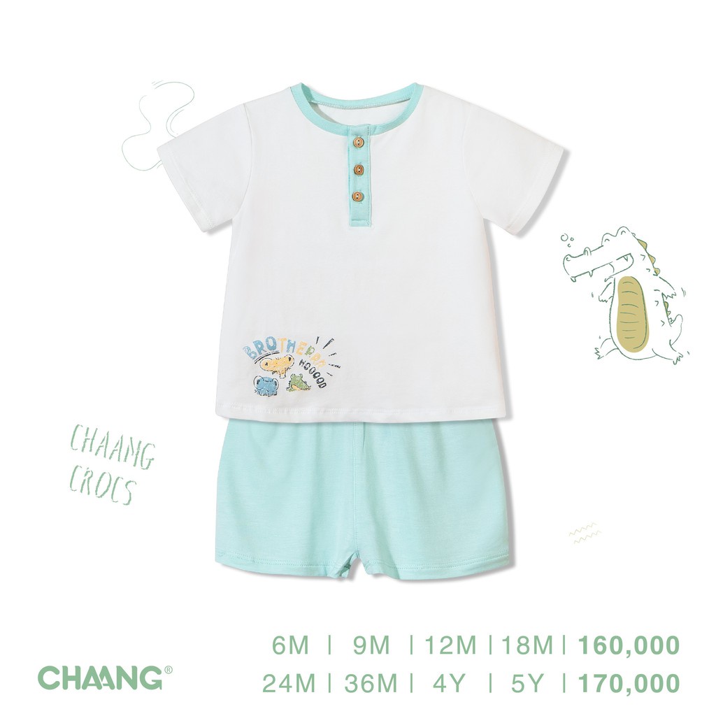 Bộ cộc tay bổ trụ Lake vàng/xanh cho bé CHAANG