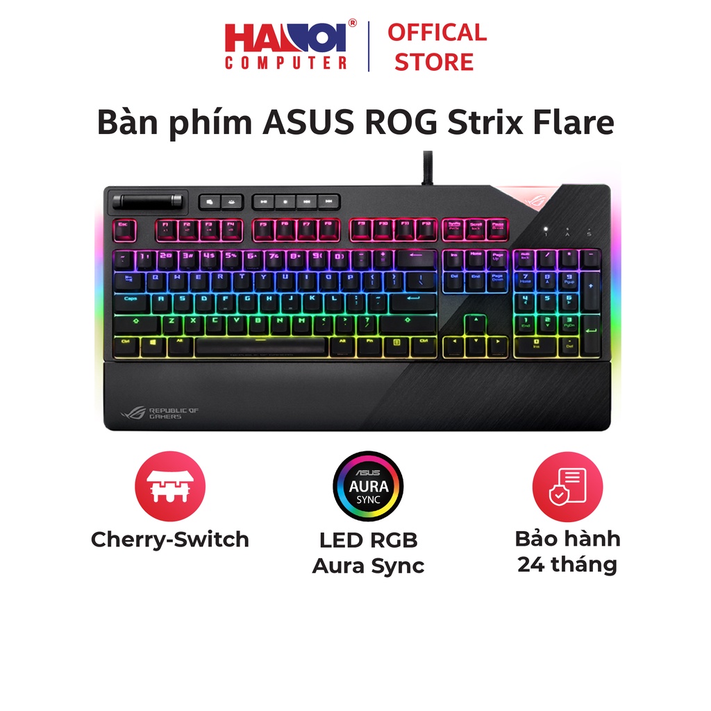 Bàn phím máy tính ASUS ROG Strix Flare RGB (USB/Red sw) tặng kèm kê tay rời