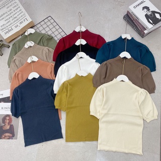 Áo len cộc tay trơn basic - bảng màu pastel