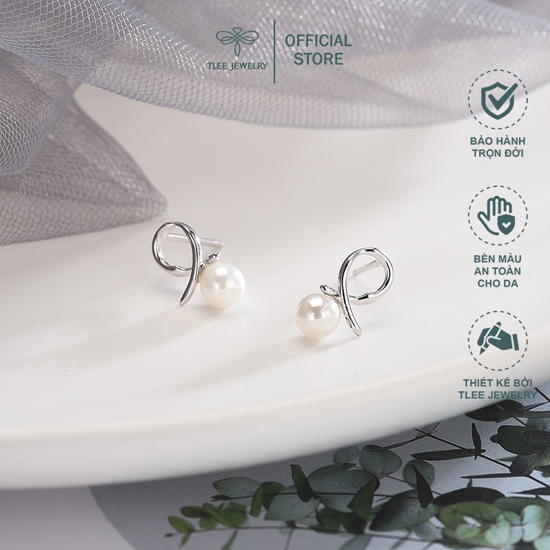 Khuyên tai bạc nữ TLEE Laura ngọc trai nhân tạo nữ tính TleeJewelry B0118