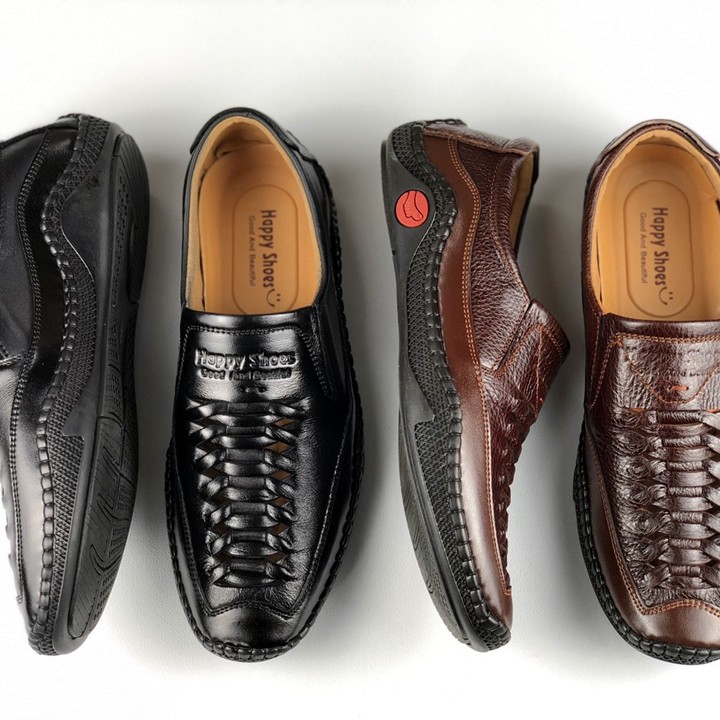 Giày lười nam Happyshoes da bò thật thiết kế mùa hè thoáng mát - HS700