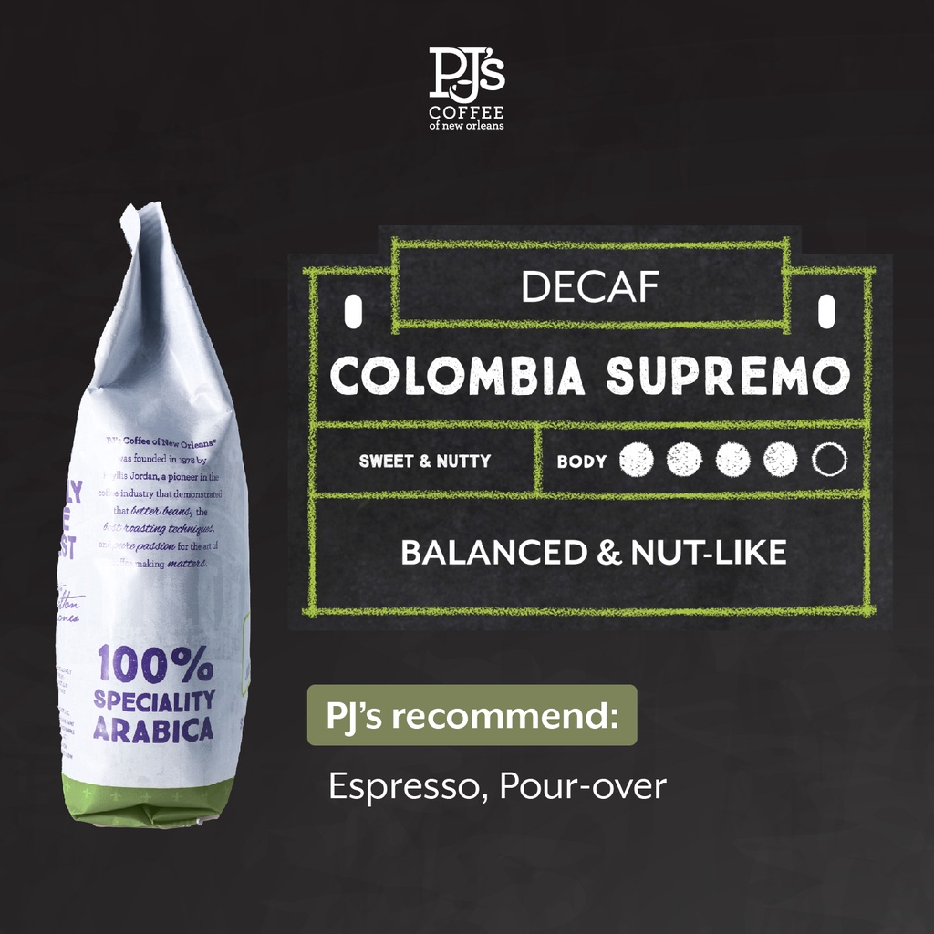 Cà Phê Arabica PJ’s Coffee Decaf Colombia Supremo Khử Caffeine – 454g