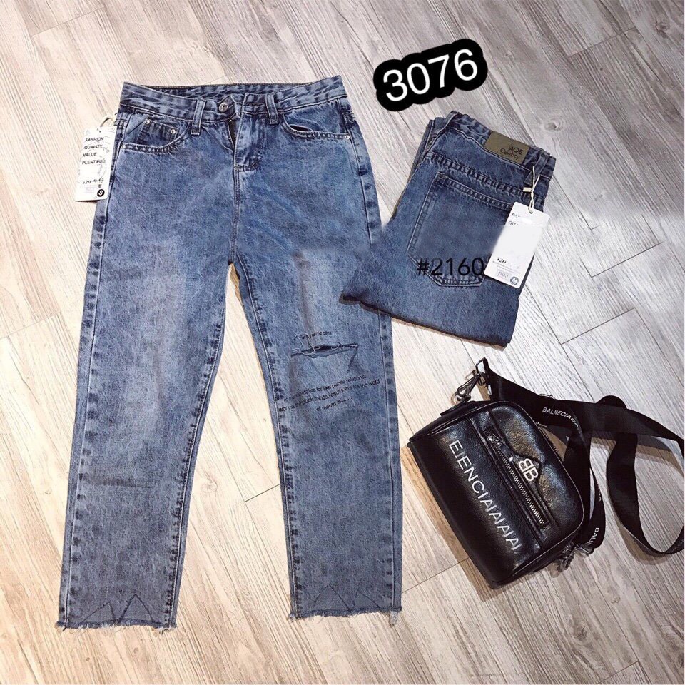 [FREESHIP 150K] Quần Jeans Nữ Rách Gối Phối Chữ Cao Cấp OHS3076 | WebRaoVat - webraovat.net.vn