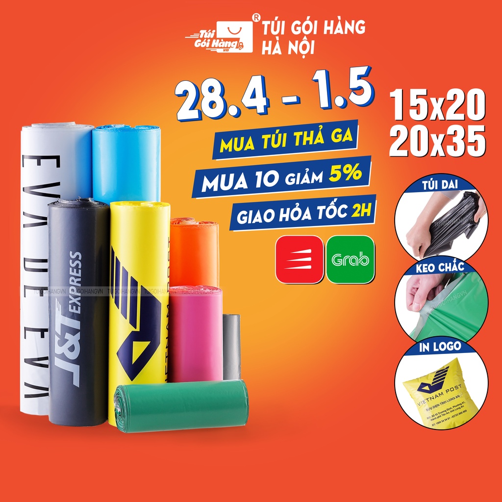 Túi Gói Hàng Niêm Phong 15x20, 20x30, 20x35 TUIGOIHANGVN Cuộn 100 Cái Có Keo Dán Niêm Phong