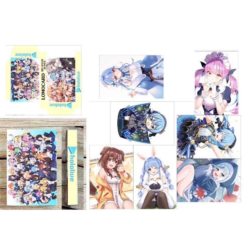 Hlomo card Gure gawr 30 tấm khác nhau kèm hộp/lomo card vtuber Hololive Gure gawr