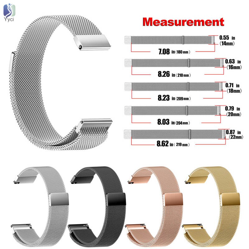 Yy Universal Milanese Magnetic Loop Stainless Steel Watch Strap Band 14-22mm @VN