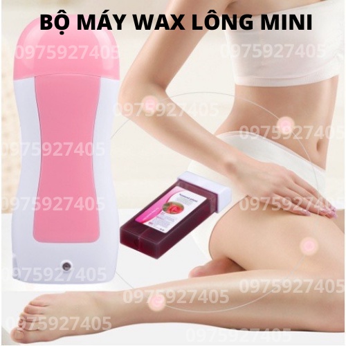 Bộ máy wax lông mini màu hồng + 1 thanh sáp + 5 tờ giấy wax lông siêu sạch