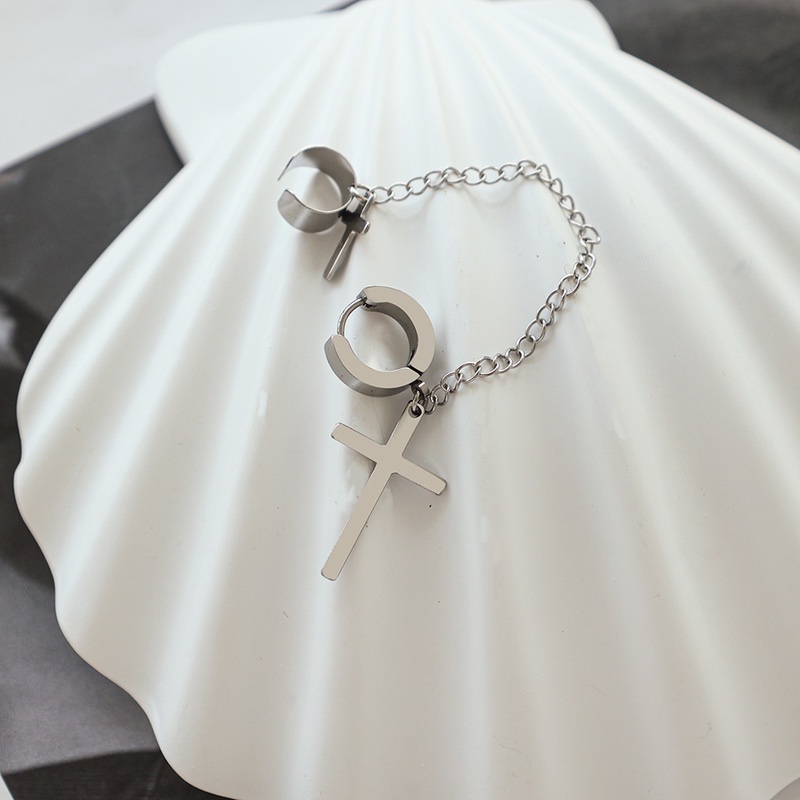 1 bông tai dáng dài hình chữ thập phong cách gothic cổ điển cho cô dâu