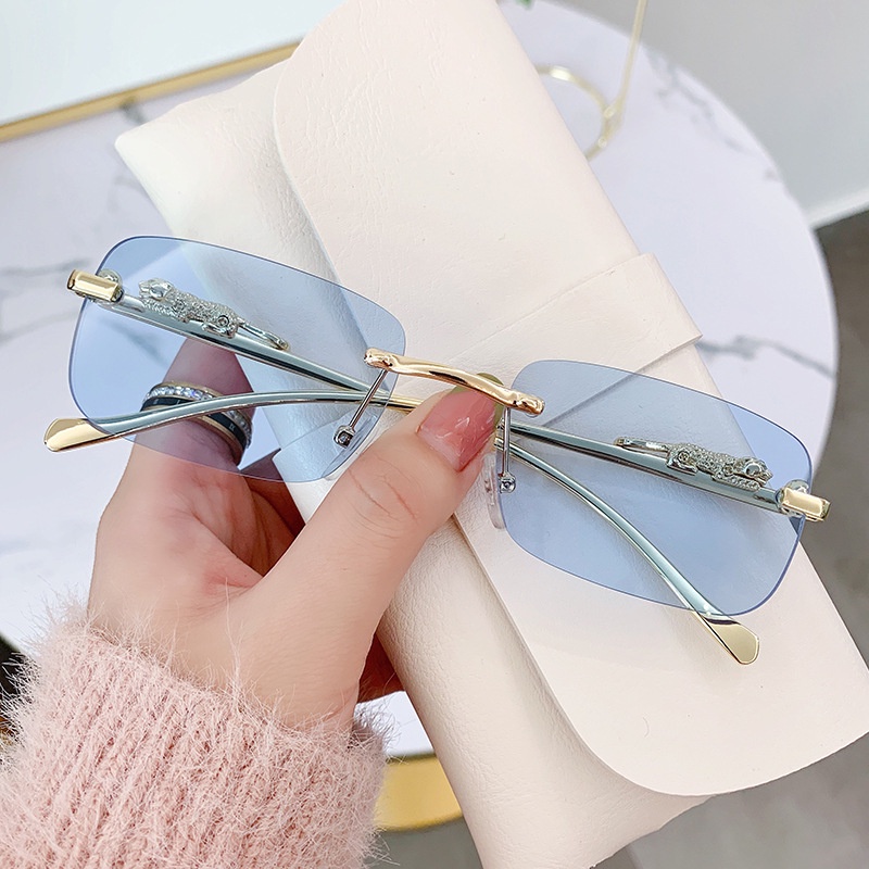 Kính Mát Gọng Vuông Không Viền Chống Tia UV Phong Cách Mới