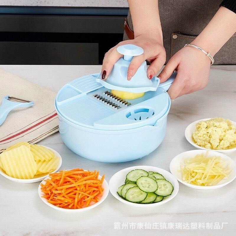 Bộ rổ nạo rau củ 12 chi tiết, bộ bào rau củ lúa mạch đa năng