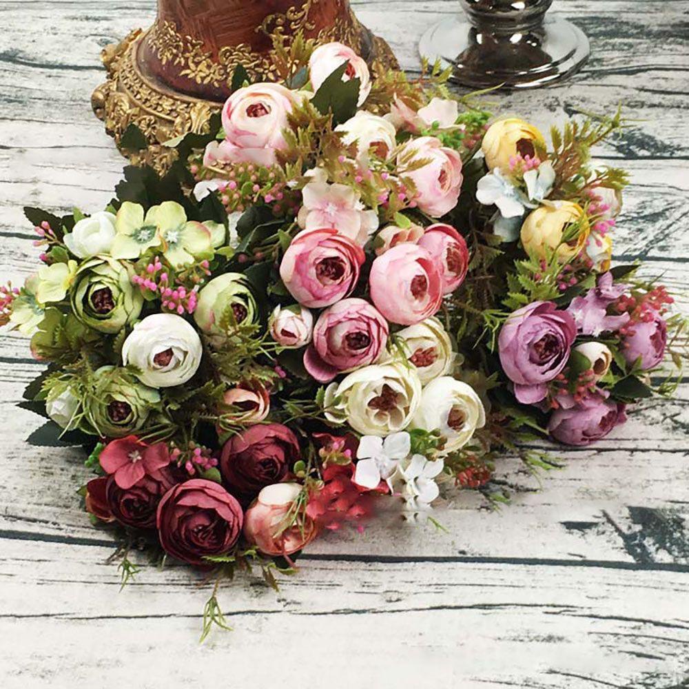 Bó Hoa Trà Giả 5 Nĩa 6 Bông Trang Trí Nhà Cửa / Đạo Cụ Chụp Ảnh