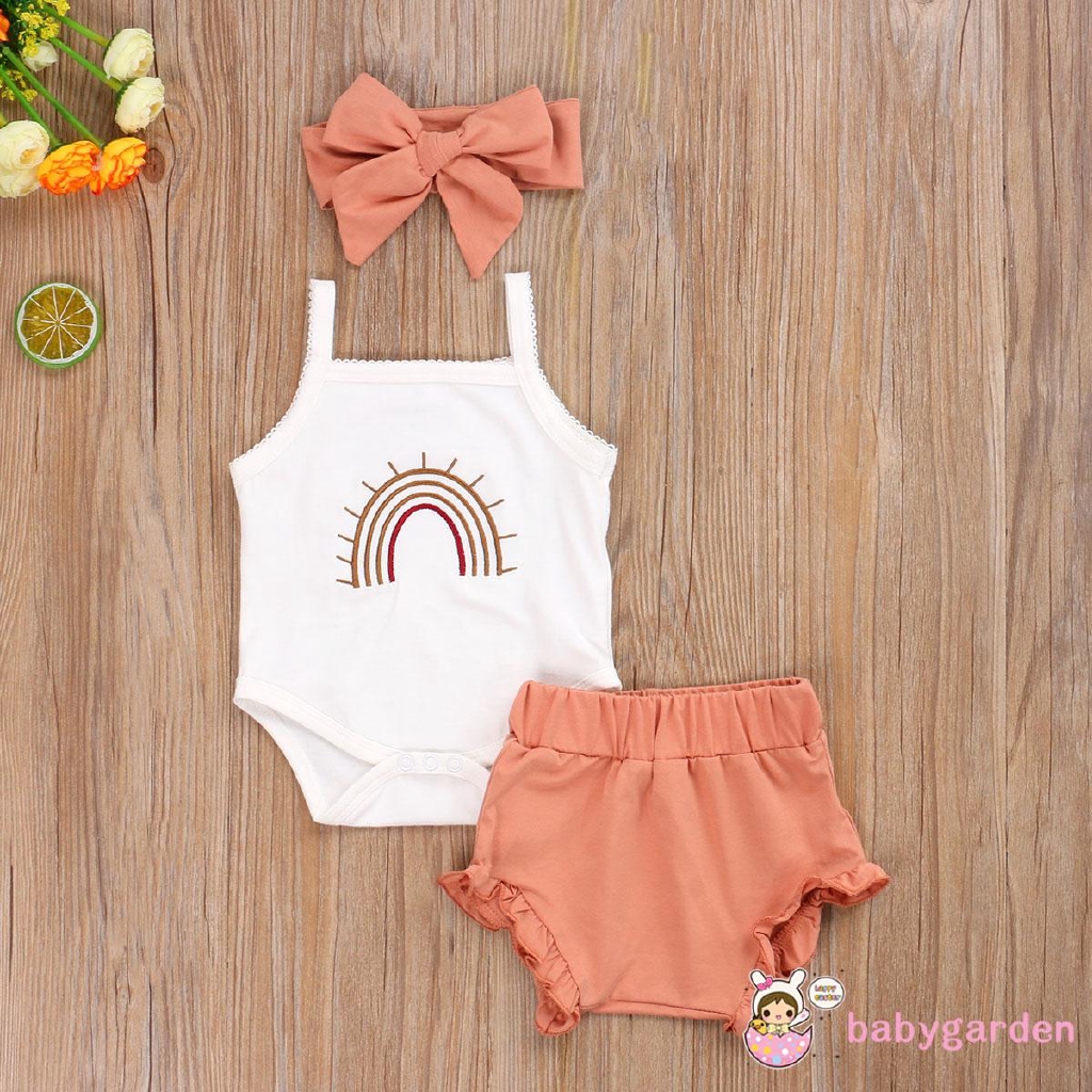 Set Jumpsuit Hai Dây + Quần Dài + Băng Buộc Đầu Cho Bé Gái