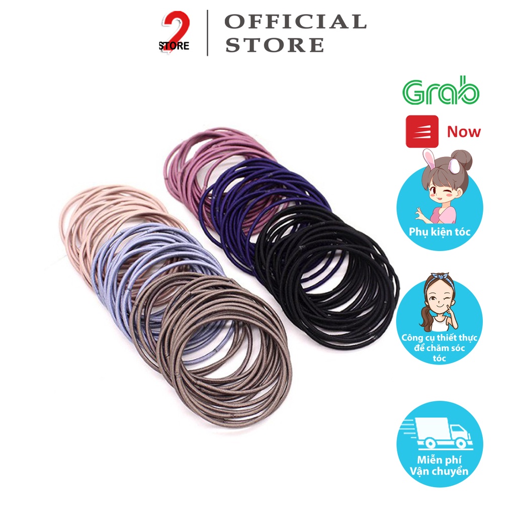 Set 100 dây buộc tóc hàn quốc nhiều màu