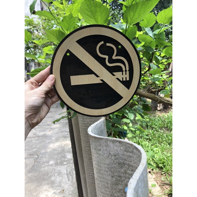 Bảng Gỗ Cấm Hút Thuốc - No Smoking