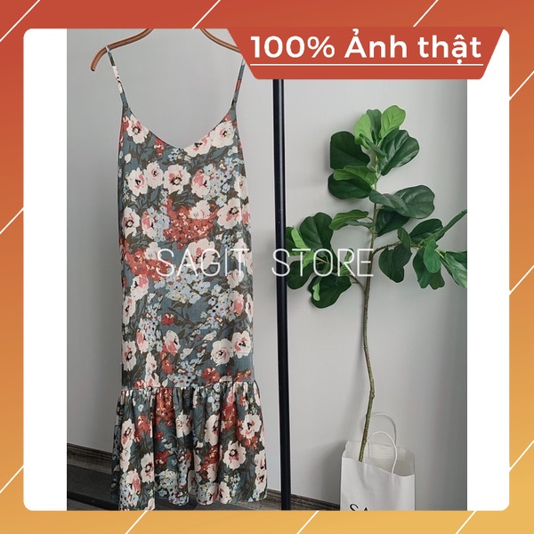 VÁY ĐẦM HAI DÂY MAXI ĐUÔI CÁ HOA VINTAGE CAO CẤP SIÊU XINH BIGSIZE BẦU BÍ 45-75KG