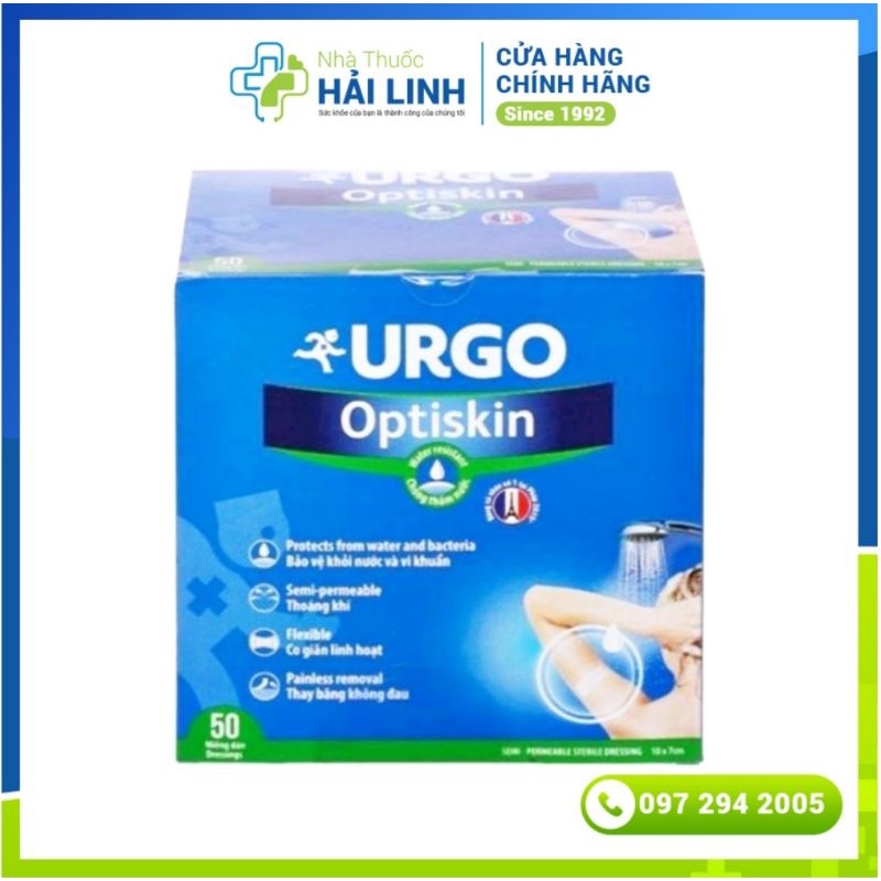 Băng dính cá nhân Urgo Optiskin không thấm nước ⚡ Tặng quà ⚡ Bản 10 x 7 cm và 5.3 x 8 cm Trong suốt vô trùng