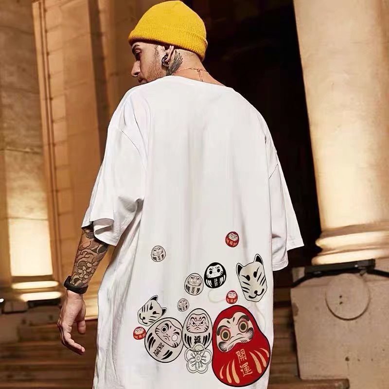 Áo Thun Tay Ngắn Dáng Rộng In Họa Tiết Hoạt Hình Phong Cách Hàn Quốc Dành Cho Nam size S-8XL