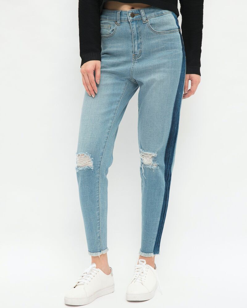 Quần jeans boy viền rách gối (Xanh đậm/ nhạt) - GM20