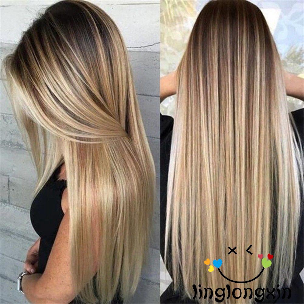 Tóc giả nữ dài kiểu ombre bằng sợi tổng hợp