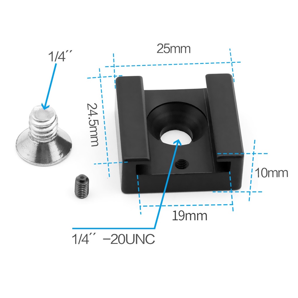 Đế gắn máy ảnh bằng hợp kim nhôm với ốc vít 1/4&quot; cho đèn LED/máy ảnh