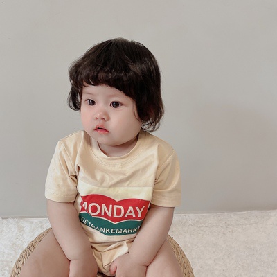 Áo liền quần tay ngắn chất liệu cotton thời trang cho bé sơ sinh