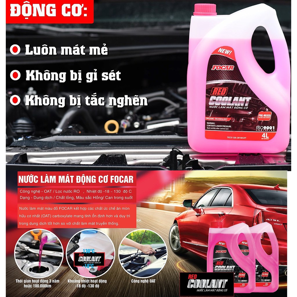 Nước làm mát động cơ FOCAR Red Coolant 4L