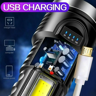 4 Modes Usb Rechargeable Flashlight 8000lm Waterproof 18650 Battery