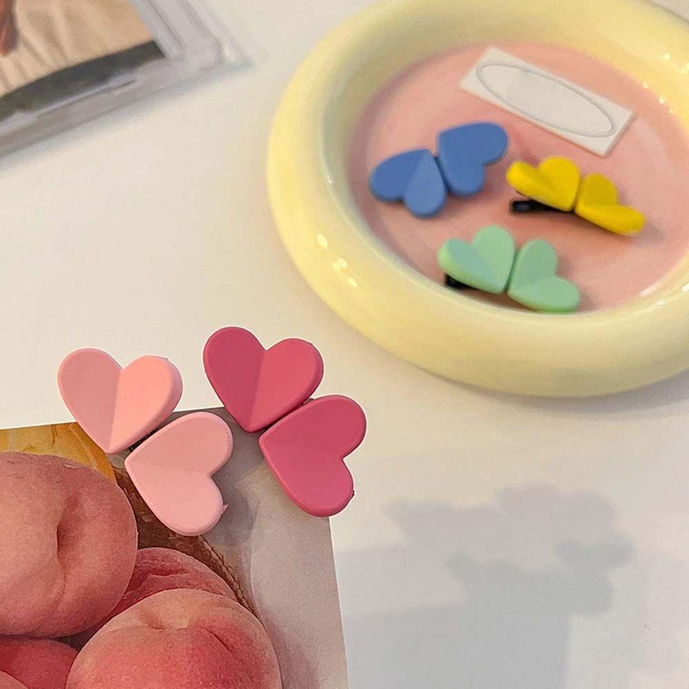 Kẹp Tóc Nhựa Acrylic Màu Kẹo Hình Trái Tim Dễ Thương Phong Cách Hàn Quốc
