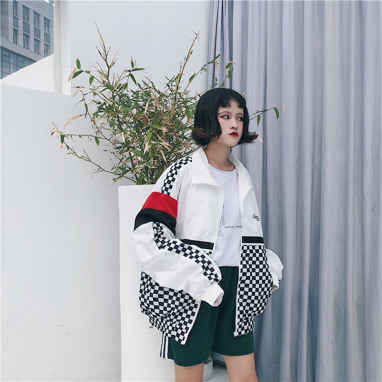 [CÓ SẴN] Áo khoác dù hot trend caro ulzzang trắng#504 | BigBuy360 - bigbuy360.vn