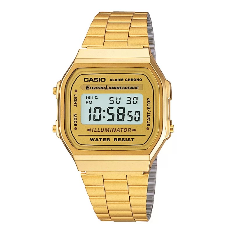 Đồng hồ nam Casio Standard thể thao, điện tử giá rẻ - Dây bằng thép không gỉ, chống nước 5ATM (A168WG-9WDF)