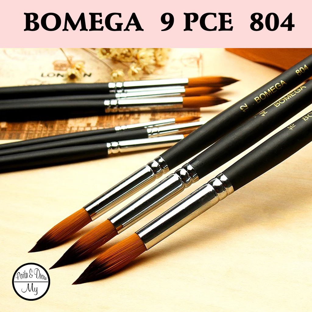 Bộ cọ vẽ BOMEGA đầu tròn 9 cây