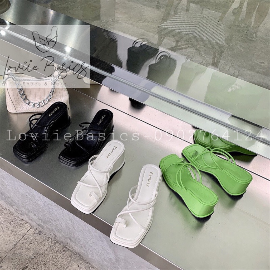 SANDAL XUỒNG LOVIIE BASICS - GIÀY NỮ THỜI TRANG XỎ NGÓN - CAO GÓT NỮ 7P ĐẾ BẰNG - S220202 D200818