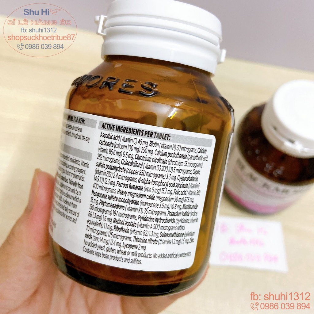 Blackmores Multivitamin for Men, women 60 viên Úc, vitamin tổng hợp cho nam, nữ blackmores