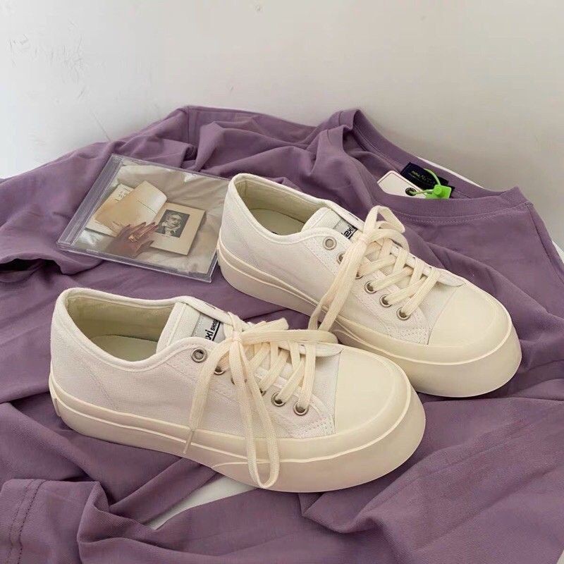 Giày nữ sneaker vải trơn độn đế siêu phẩm