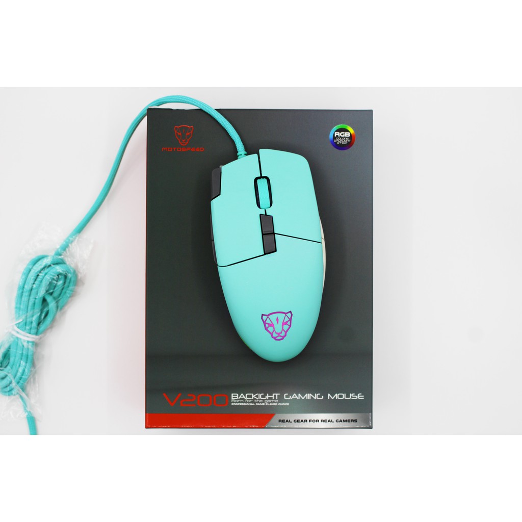 CHUỘT MOTOSPEED V200 (XANH) Gaming mouse có LED RGB thay đổi theo DPI - NWH Phân Phối