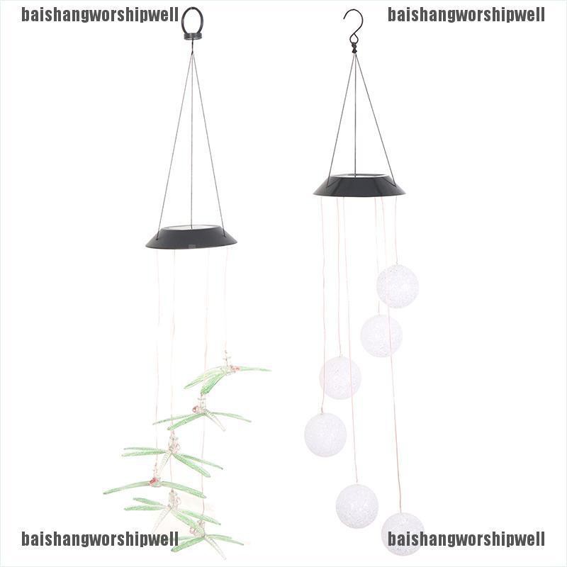 [baishangworshipwell♥]Solar Color Changing LED Butterfly Wind Chimes Garden Hanging Light Lamp Decor