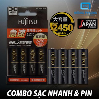 Mua Bộ Sạc Nhanh Fujitsu FCT344 Kèm 4 Viên Pin AA 2450mAh Chính Hãng