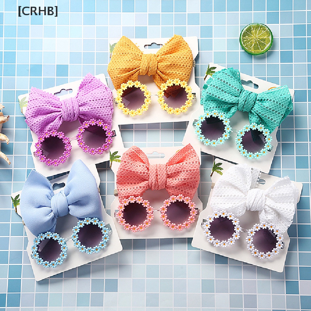[CRHB] Set 2 Kính Râm Tròn Hình Hoa Với Băng Đô Nylon Co Giãn Phong Cách Bohemia Bán Chạy Cho Bé