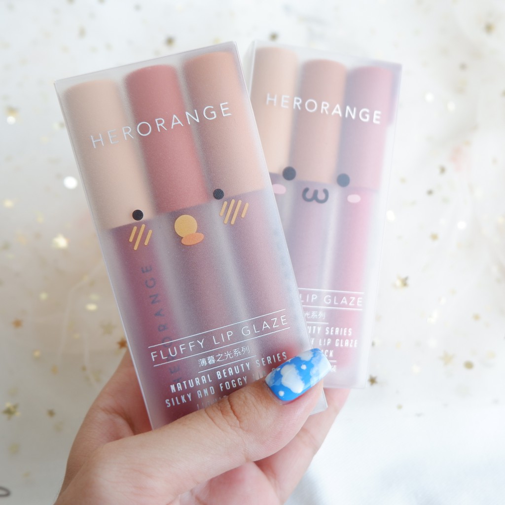 Set 3 son kem lì, mịn và nhẹ môi Her Orange - đủ 2 tone Fluffy Lip Glaze NPP Shoptido | BigBuy360 - bigbuy360.vn