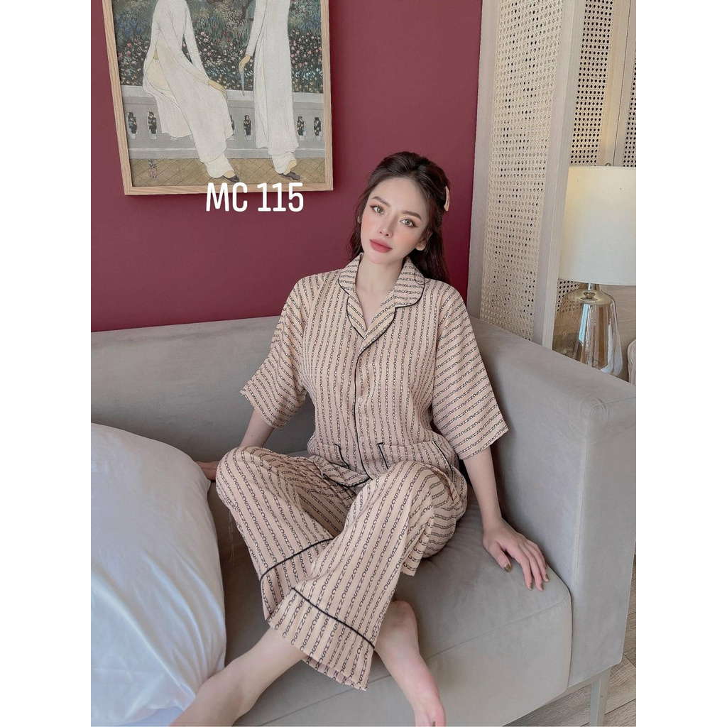 Bộ Đồ Ngủ Pijama Lụa Satin Tay Ngắn Pizama Quần Dài Siêu Xinh, Mềm Mịn, Độc Lạ Khó Tìm, Sanh Chảnh